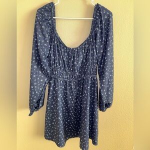 Altar’d State Blue Floral Print On or Off the Shoulders Long‎ Sleeve Dress XL